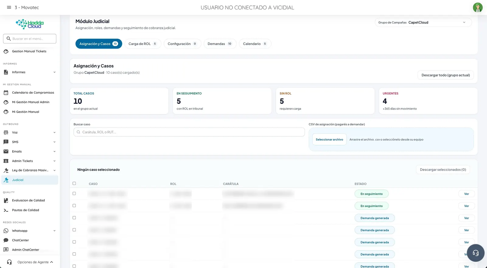 Dashboard del Módulo Judicial